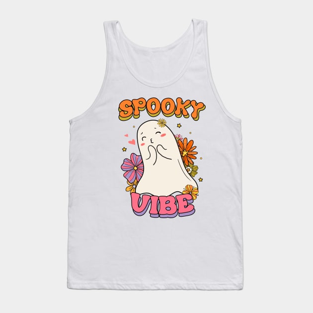 Spooky Vibe Groovy Retro Halloween Tank Top by Satic